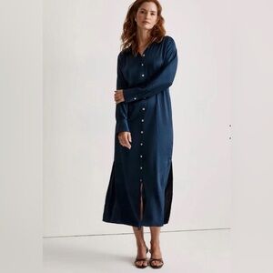 Madewell satin long line button front shirt maxi dress.